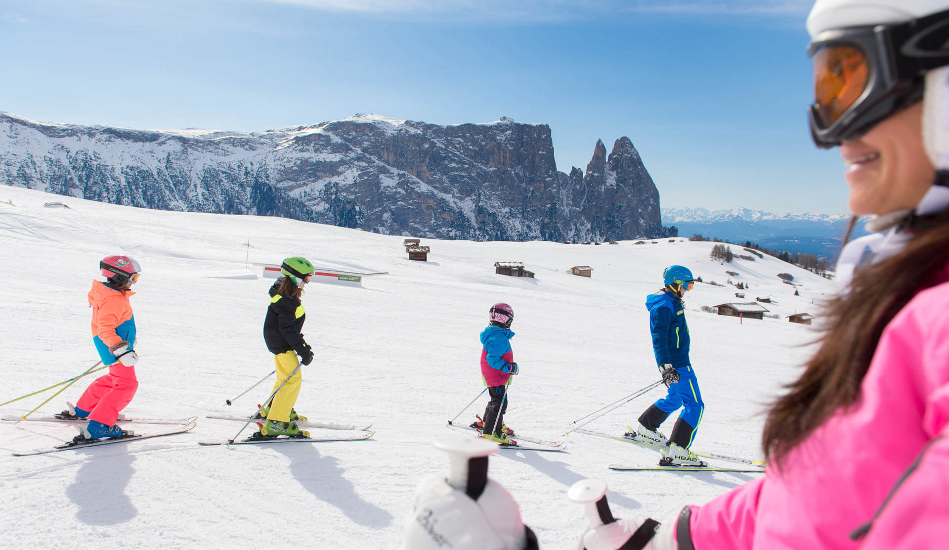 Familienskifahren auf der Seiser Alm, dem Familienskigebiet Südtirols